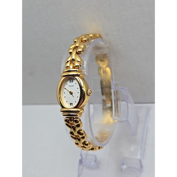 Pulsar by Seiko Gold Tone Oval Womens Quartz Watch New Battery Dress Slim Japan - Picture 2 of 10